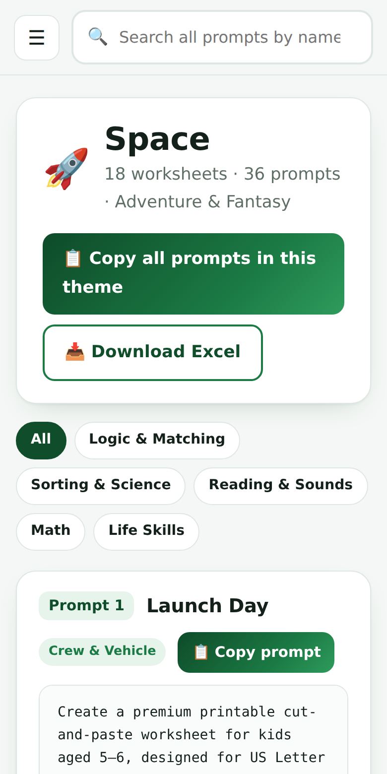 The prompt library on a phone screen