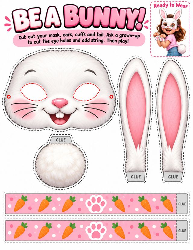 Be a Bunny! mask page made with the OTO1 prompts
