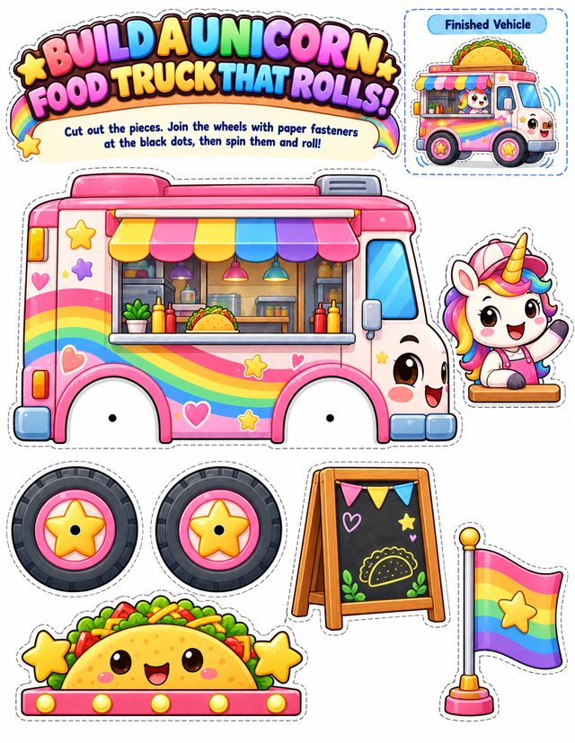 Unicorn Food Truck page made with the OTO1 prompts